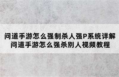 问道手游怎么强制杀人强P系统详解 问道手游怎么强杀别人视频教程